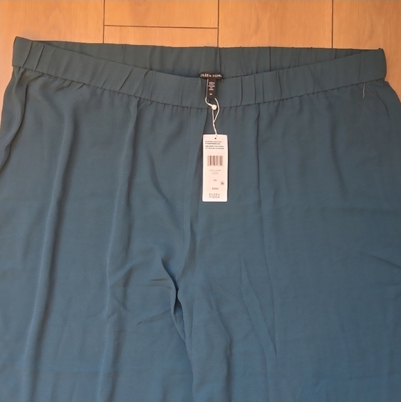 NWT Eileen Fisher Silk Georgette Crepe Straight Ankle Pant in color Aegean SZ 3X - Picture 3 of 11